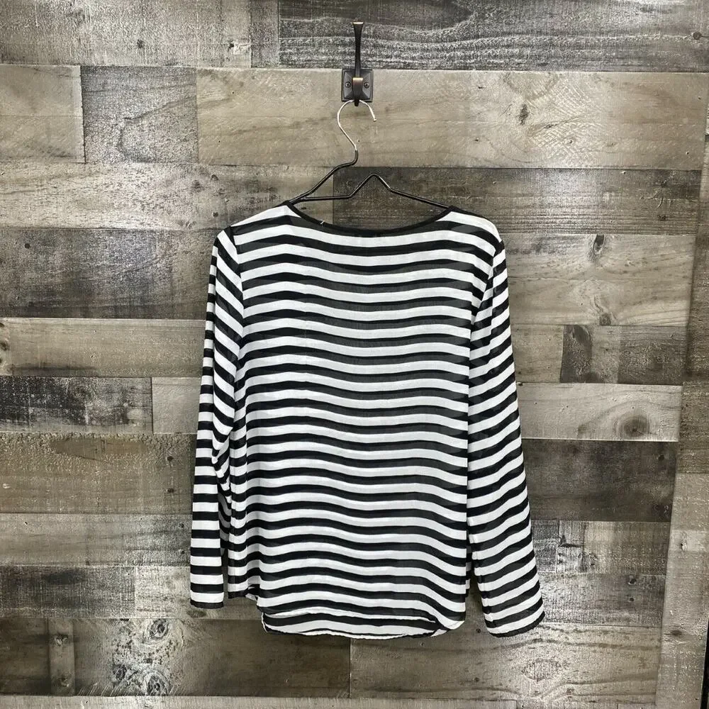 Ann Taylor Black and White Striped Long Sleeve Top - Picture 7 of 7